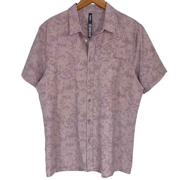 SOLD 💕Vuori Men’s Short Sleeve Bridge Umber Zion Purple Button Down Shirt - Picture 2 of 10